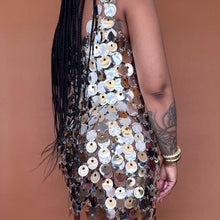 Load image into Gallery viewer, Newly Added: Branded Paco Rabanne H&amp;M Sequin Disc Dress Silver Gold Rare Collab Limited Luxury