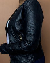 Load image into Gallery viewer, Newly Added: Genuine Leather &amp; Cotton Collarless Jacket - Thrift Happens 2