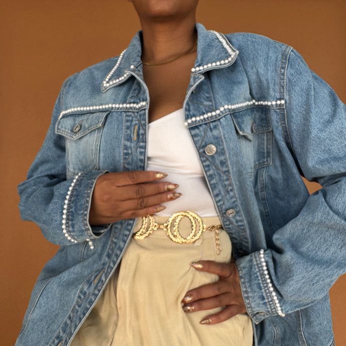 Newly Added: Denim Jacket with Pearly Detail