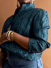 Load image into Gallery viewer, Crinkled Teal Zip Light Jacket - Thrift Happens 2