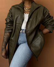 Load image into Gallery viewer, Newly Added: Basic Olive Green Genuine Leather Jacket
