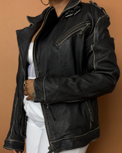 Load image into Gallery viewer, Newly Added: Brand New Distressed Genuine Leather Biker Jacket - Thrift Happens 2