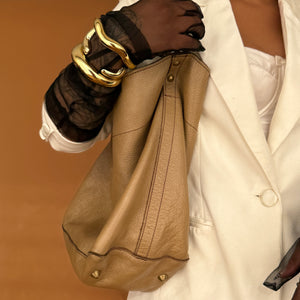 Newly Added: Genuine Leather Metallic Hobo Bag