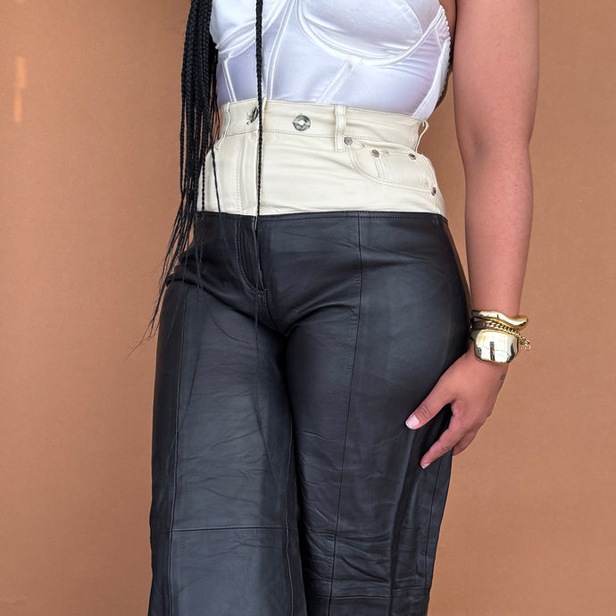 Newly Added: Luxe Brand Rokh x H&M Collab Piece Genuine Leather Two Tone Pants