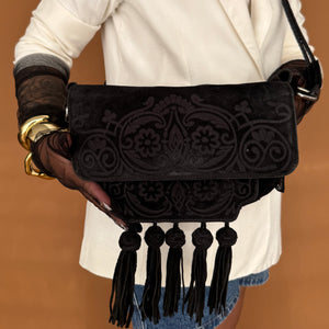 Newly Added: Zara Branded Genuine Suede Sling Bag with Tassels
