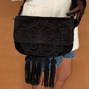 Newly Added: Zara Branded Genuine Suede Sling Bag with Tassels