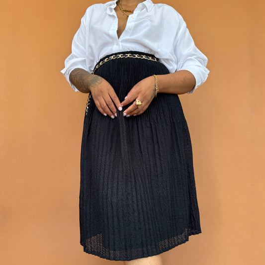 Woollen Pleated Maxi Skirt