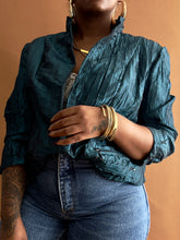 Load image into Gallery viewer, Crinkled Teal Zip Light Jacket - Thrift Happens 2