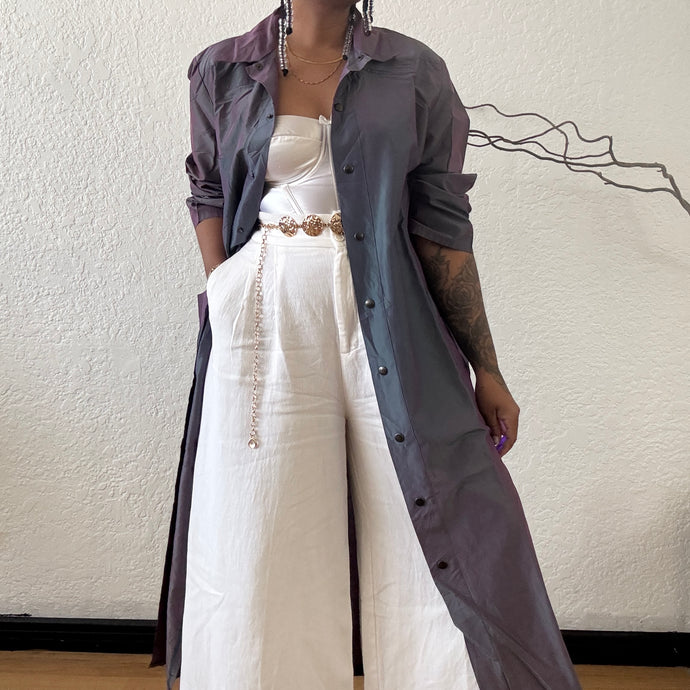 Two Tone Light Basic Trench Coat