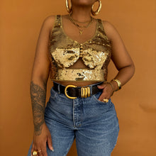 Load image into Gallery viewer, Newly Added: Branded Rabanne x H&amp;M Collab Sequined Crop Top