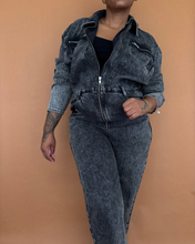 Load image into Gallery viewer, Newly Added: Batwing Acid-Wash Denim Utility Jumpsuit - Thrift Happens 2
