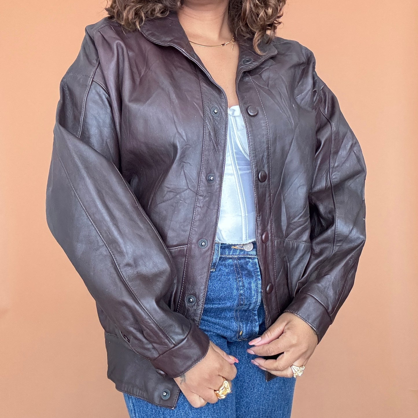 Sale: Vintage Two Tone Genuine Leather Jacket