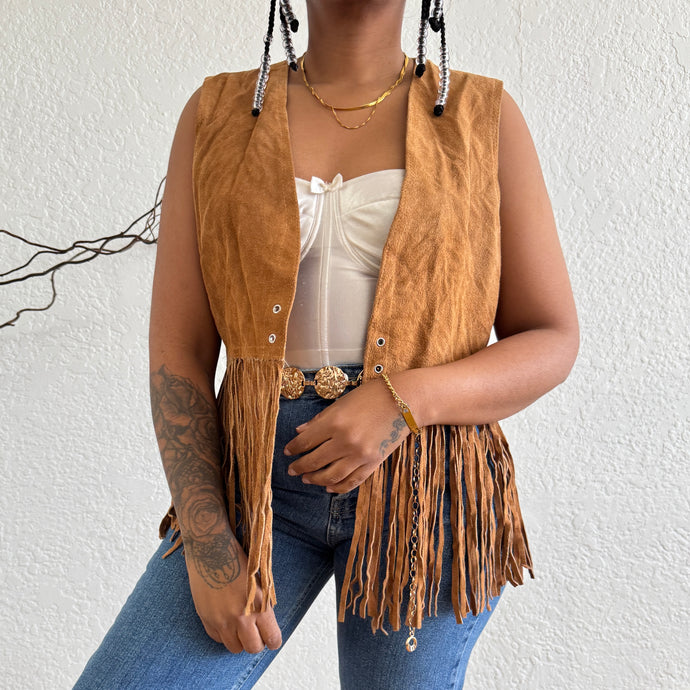 Fringe/Tassel Genuine Suede Waistcoat