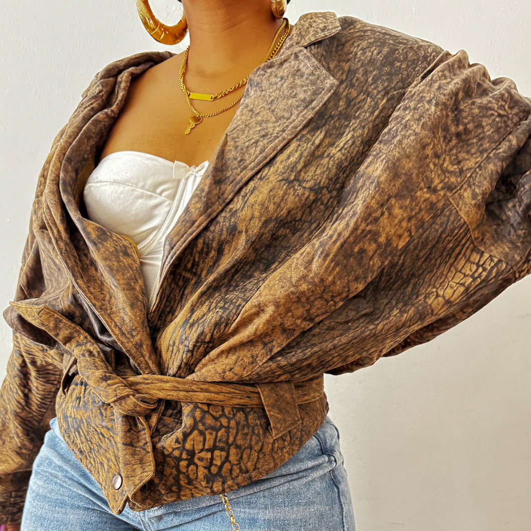 Newly Added: Genuine Leather Distressed Batwing Jacket