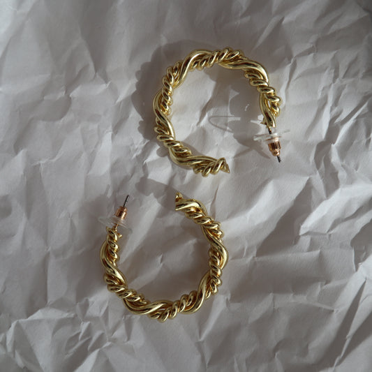 New Jewellery: Gold Plated Twisted Hoops - Thrift Happens 2