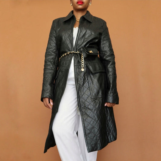 Newly Added: Genuine Leather Outstitched Leather Trench Coat - Thrift Happens 2