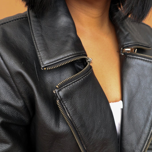 Newly Added: Distressed Thick Genuine Leather Jacket - Thrift Happens 2