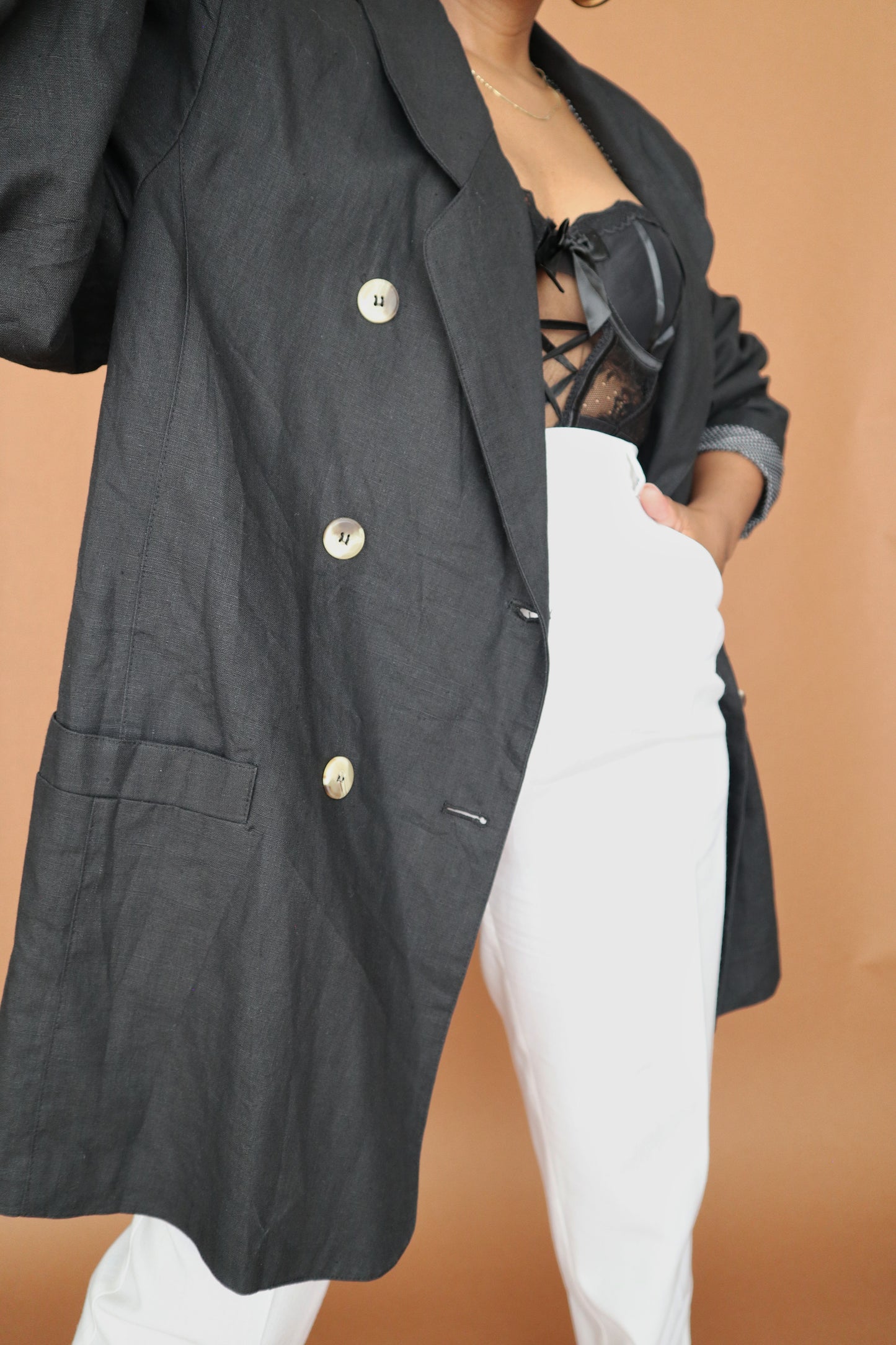 New: Linen Double Breasted Blazer - Thrift Happens 2