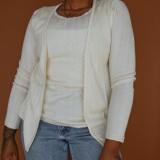 Sale: Beaded 2 in 1 Cardigan. Top Attached to the Cardigan